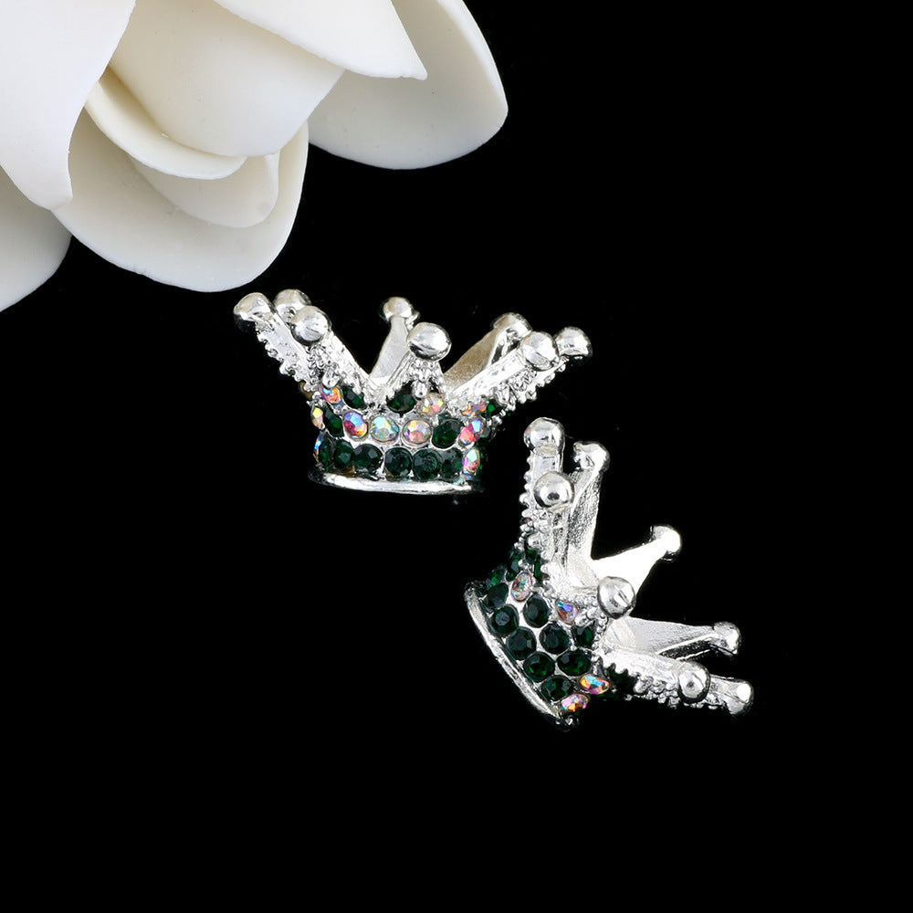 Wholesale 5pcs Colorful crown torus DIY spacer beads alloy full diamond